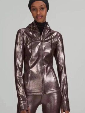 lululemon athletica Metallic Bronze Hooded Bomber Jacket